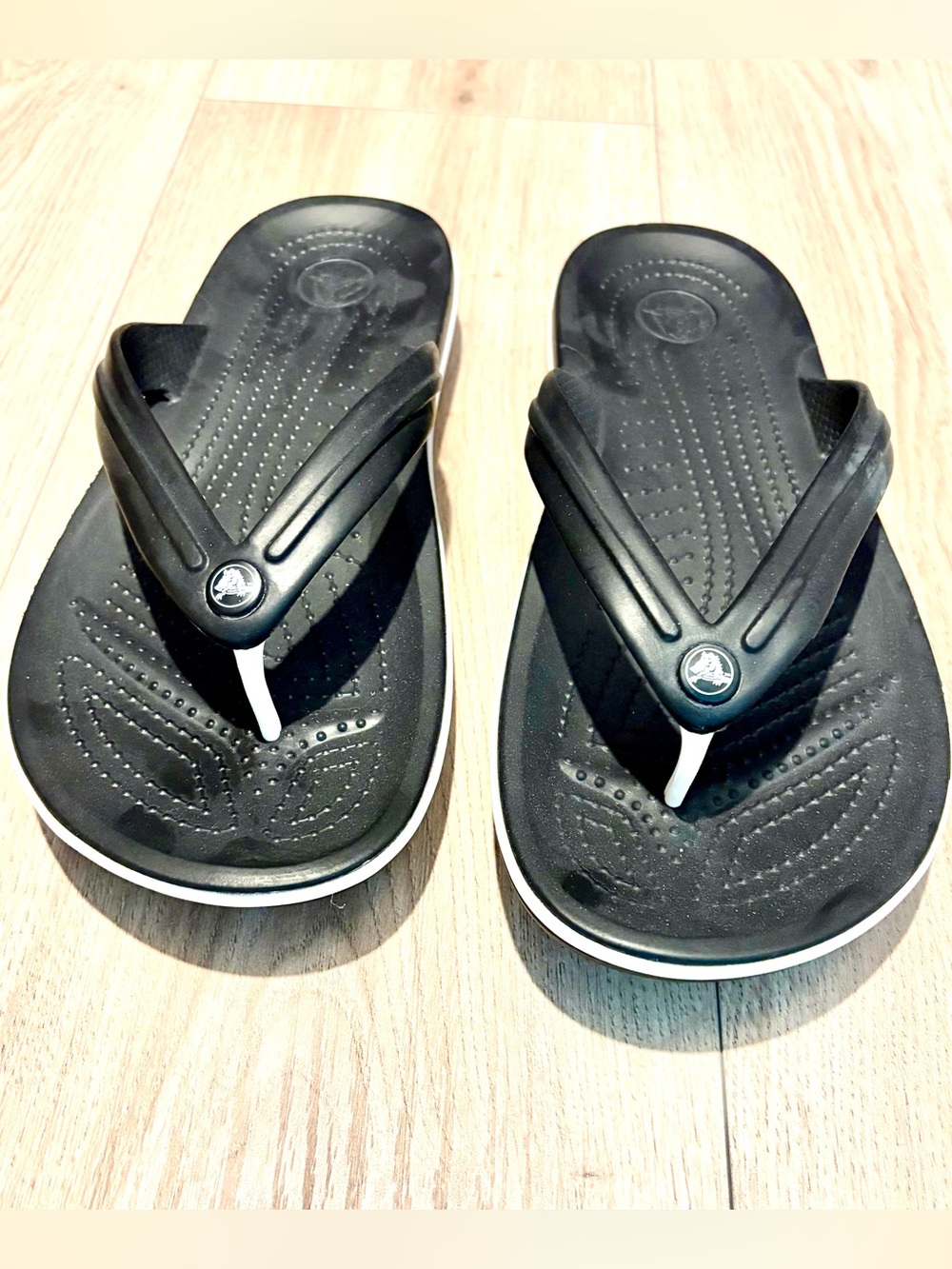 CROCS Black and White Women's Comfort Flip Sandals